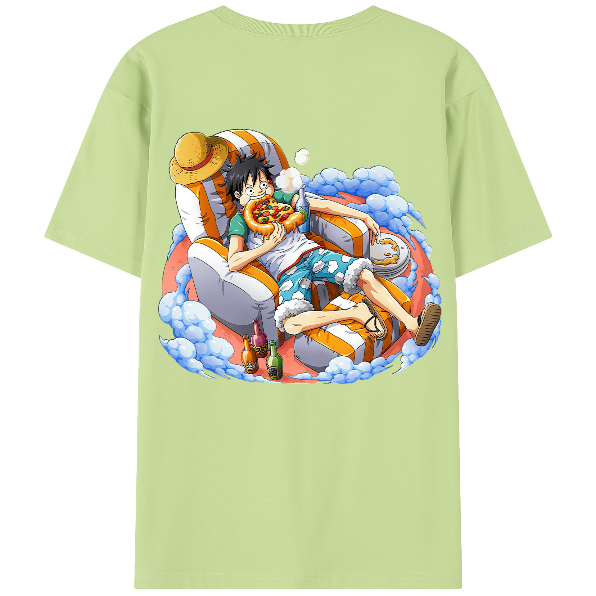 ワンピース モンキー・D・ルフィ ONE PIECE Monkey D. Luffy 綿100％半袖Tシャツ（背面プリント）